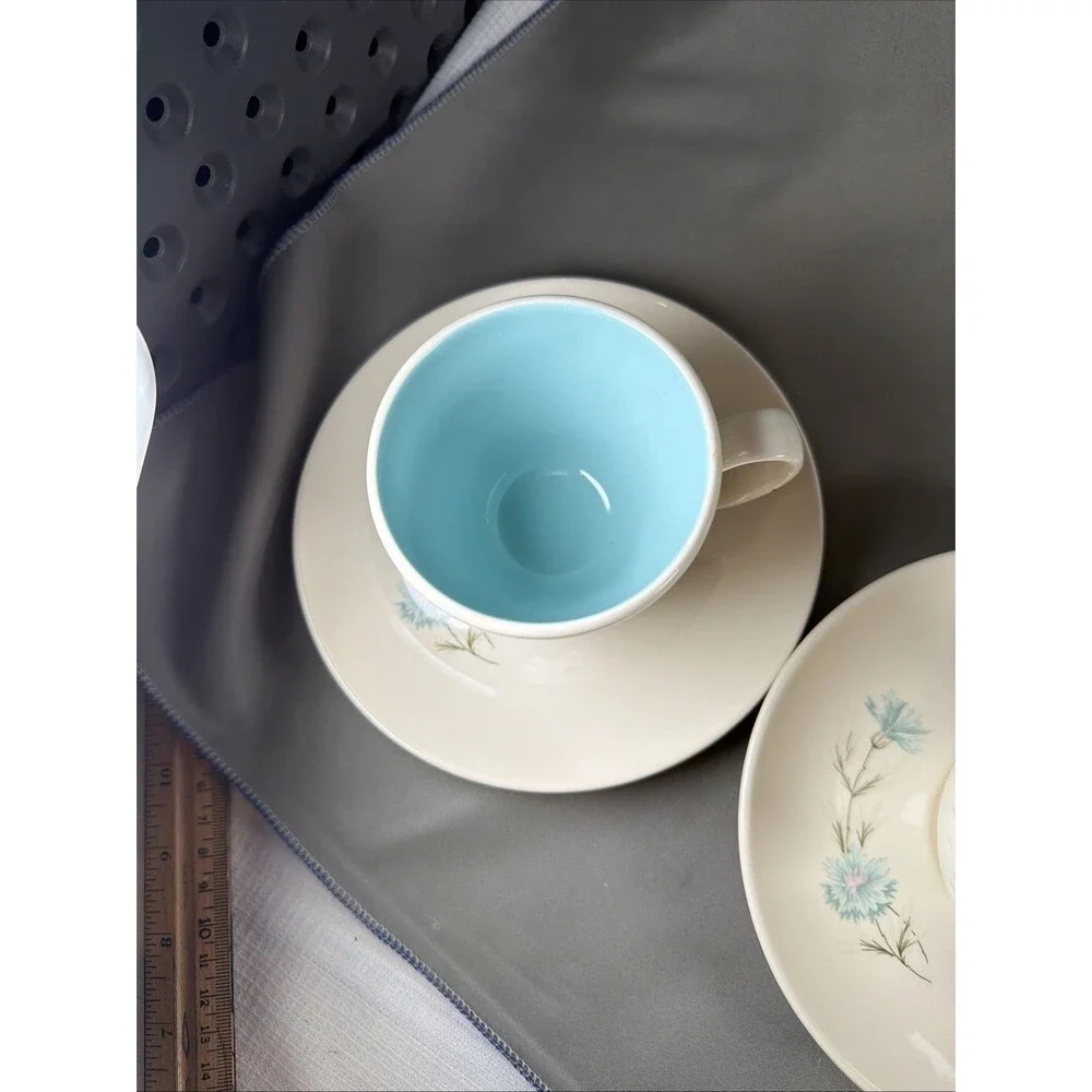Vtg Taylor Smith Taylor Ever Yours Boutonniere Teacup Saucer Set of 4 C Handle